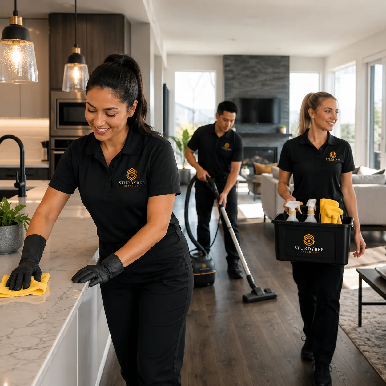 SturdyBee cleaning team working in a bright Metro Vancouver home